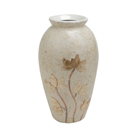VASO DE PAPEL MACHE C/MADREPEROLA LIZ BEGE 40X16X45cm