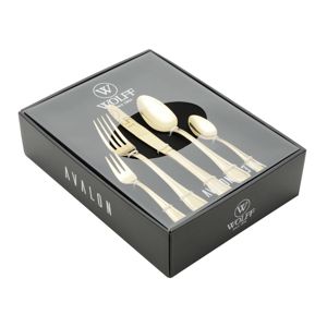 FAQUEIRO 30 PCS DE AÇO INOX  PVD DOURADO AVALON C/GIFT BOX