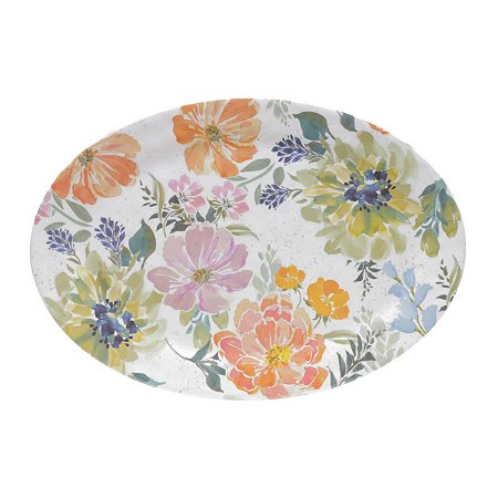 BANDEJA OVAL DE MELAMINA FLOWERS 50,5X35,5X1,5cm
