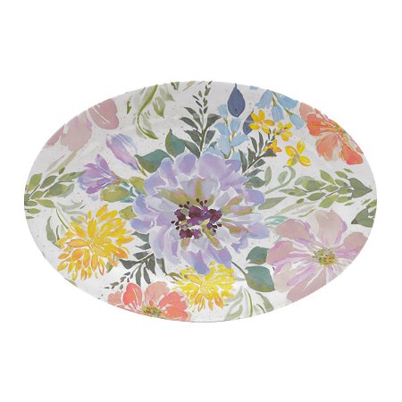 BANDEJA OVAL DE MELAMINA FLOWERS 41X28X1,5cm