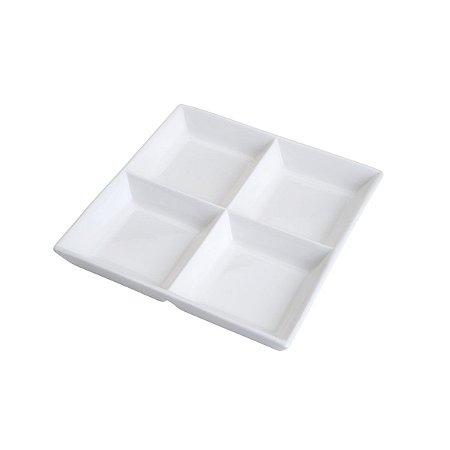 PETISQUEIRA DE PORCELANA QUADRADA C/4 DIVISÕES 25X25X4cm