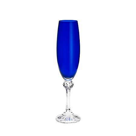 CJ 6 TAÇAS P/CHAMPAGNE DE CRISTAL ECOLÓGICO ELISA COBALTO 220ml