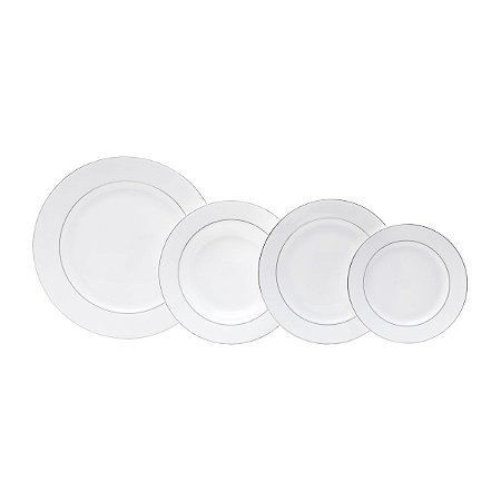 JG DE JANTAR DE PORCELANA BONE CHINA NICE SILVER 30PC