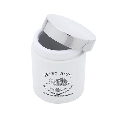 POTE DE PORCELANA COM TAMPA DE ALUMINIO ESCOVADO 720ML