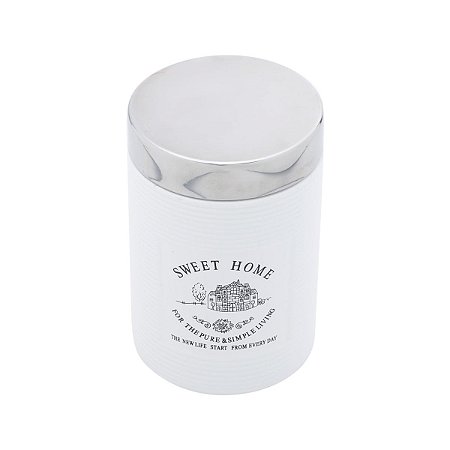 POTE DE PORCELANA COM TAMPA DE ALUMINIO ESCOVADO 900ML