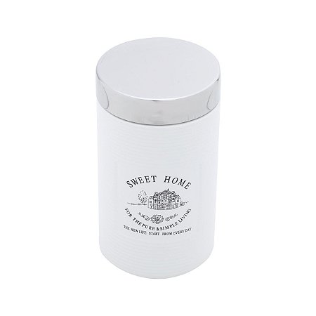 POTE DE PORCELANA COM TAMPA DE ALUMINIO ESCOVADO 1000ML