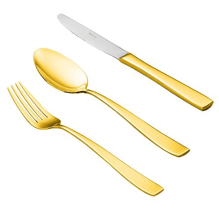 FAQUEIRO 30PC PVD DOURADO PISA ESTOJO DE MADEIRA