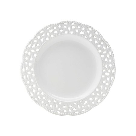 JG 6 PRATOS DE PORCELANA RENDADOS 20,5cm Ø