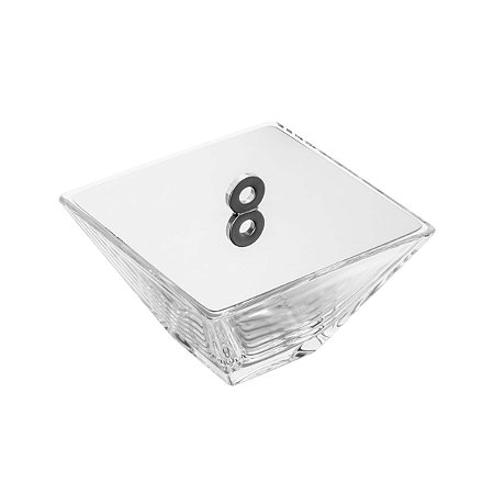 BALEIRO DE VIDRO C/TAMPA DE PRATA VENEZA 11X6CM