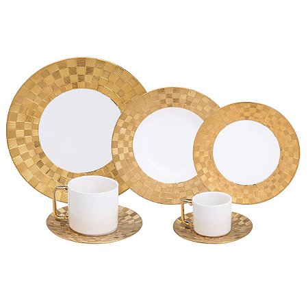 AP DE JANTAR 42 PCS DE PORCELANA VERA GOLD