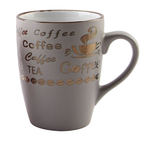 CANECA DE PORCELANA VINTAGE LETTERS CINZA 350ML