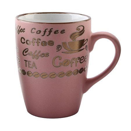 CANECA DE PORCELANA VINTAGE LETTERS ROSA 350ML