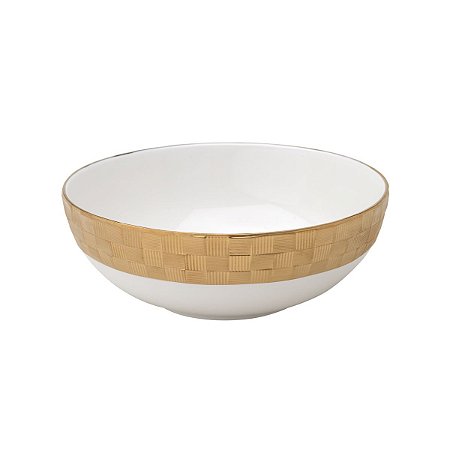 SALADEIRA DE PORCELANA VERA GOLD 20,5X7,5cm