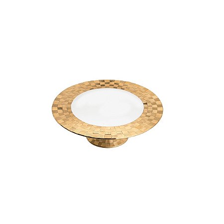 PRATO DE PORCELANA P/BOLO VERA GOLD 30X10cm