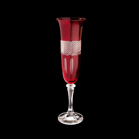 CJ 6 TAÇAS P/CHAMPAGNE CRISTAL ECOLÓG RUBY KLEOPATRA 175 ML