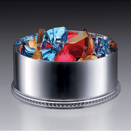PORTA BOMBOM DE PRATA PÉROLA 13X6CM