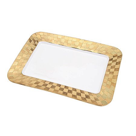TRAVESSA DE PORCELANA VERA GOLD 33,5X23X2,5cm
