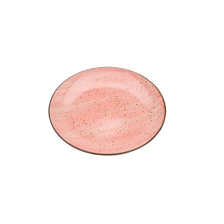 CJ 2 PC PRATOS DE PORCELANA P/SOBREMESA WATERCOLOR ROSA 19cm