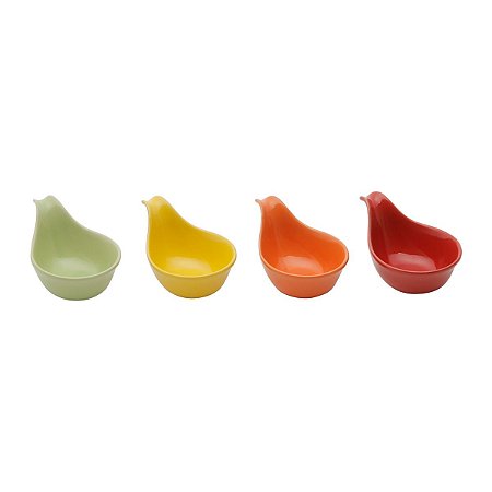 CJ. 4 PETISQUEIRAS DE PORCELANA COLORIDAS 12 CM