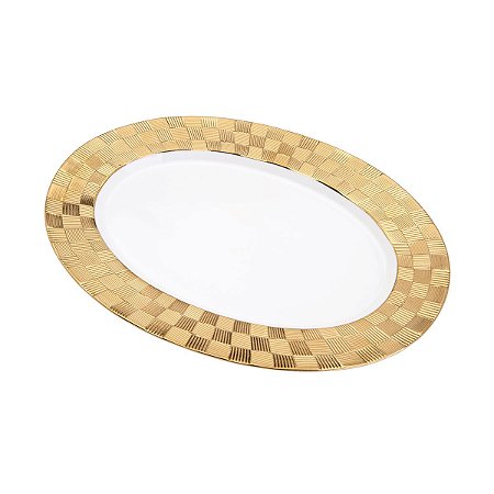 TRAVESSA DE PORCELANA VERA GOLD 35,5X25X2,5cm