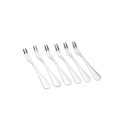 CJ 6 PC GARFO P/PETISCO DE AÇO INOX LUGANO