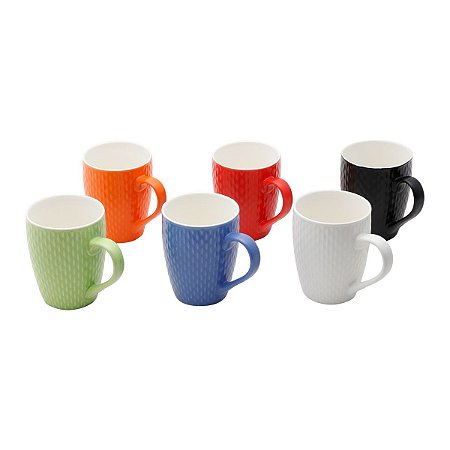 CJ. 6 CANECAS DE PORCELANA 325ML COLORIDAS WINTER