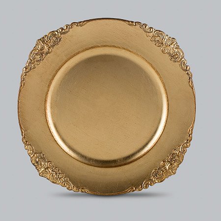 CJ 6 SOUSPLAT DE PLÁSTICO DOURADO PROVENÇAL 35CM