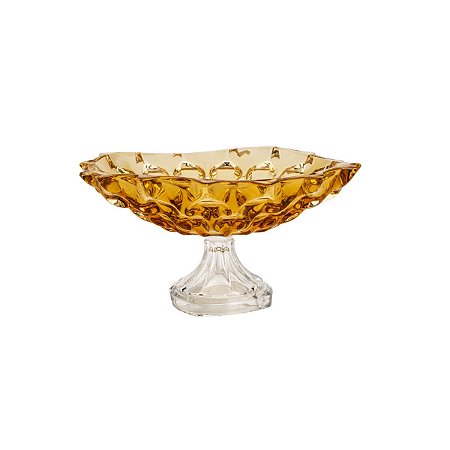 CENTRO DE MESA DE CRISTAL ECOLÓGICO  LIVRE DE CHUMBO SAMBA ÂMBAR 33X18cm