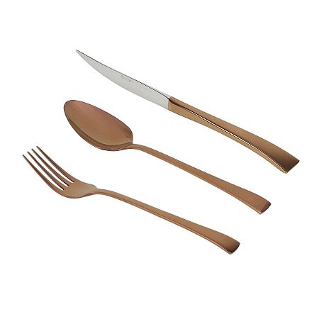 FAQUEIRO 130PC BERNA PVD DOURADO ROSÉ S/ESTOJO