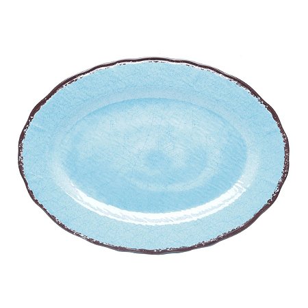 PRATO OVAL DE MELAMINA AZUL 46CM