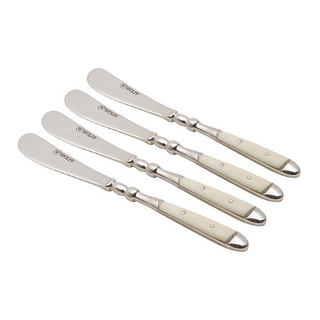 CJ. 4 PCS ESPATULA DE AÇO INOX CABO DE CHIFRE SOPHIE