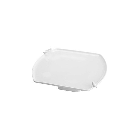 PRATO DE PORCELANA C/PÉ P/BOLO BIRDS BRANCO 31X29X10cm