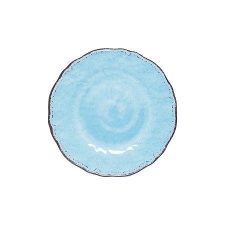 CJ 6 PRATOS DE SOBREMESA DE MELAMINA AZUL 23,5CM