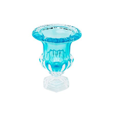 VASO DE CRISTAL C/PÉ SUSSEX TURQUESA 20X25,5 CM