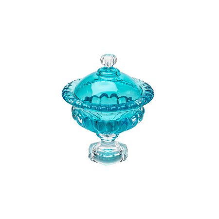 BOMBONIERE DE CRISTAL SUSSEX TURQUESA 13,5X16 CM