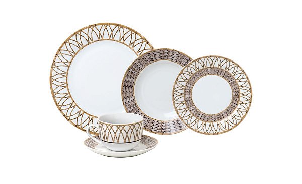 CJ 20 PC DE JANTAR DE PORCELANA SUPER WHITE BAMBOO