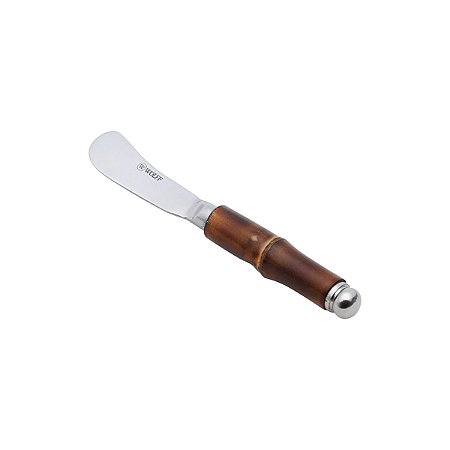 CJ. 4 PCS ESPATULA DE AÇO INOX CABO DE BAMBOO ESCURO
