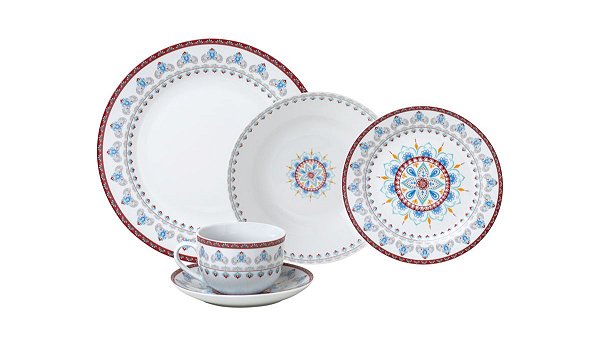 CJ 20 PC DE JANTAR DE PORCELANA SUPER WHITE MANDALA