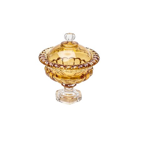 BOMBONIERE DE CRISTAL SUSSEX AMBAR 19,5X23 CM