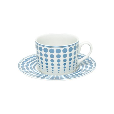 CJ 6 XÍCARAS DE PORCELANA P/CHÁ C/PIRES BLUE DOTS 200ml