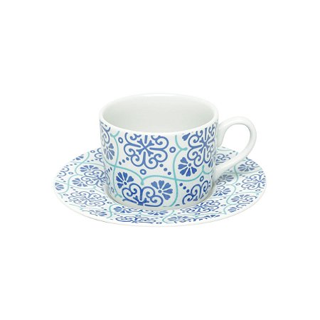 CJ 6 XÍCARAS DE PORCELANA P/CHÁ C/PIRES LISBOA 200ml
