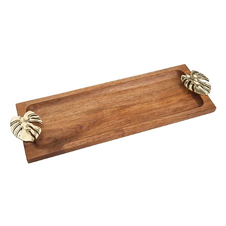 BANDEJA DE MADEIRA COSTELA DE ADÃO DOURADO 36X13cm