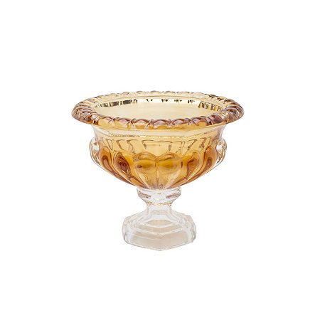CENTRO DE MESA DE CRISTAL C/PÉ SUSSEX AMBAR 25,5X21 CM