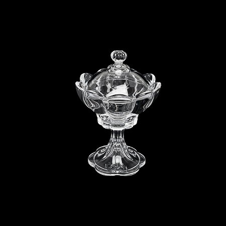 BOMBONIERE DE CRISTAL C/PÉ E TAMPA TULIP 12x12CM