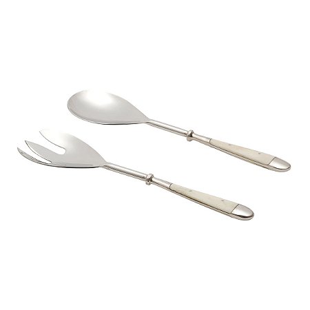 CJ 2 PCS COLHER E GARFO DE SALADA DE AÇO INOX