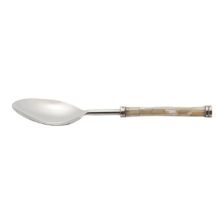 COLHER PARA ARROZ DE AÇO INOX CABO DE MADRE PÉROLA CLARA