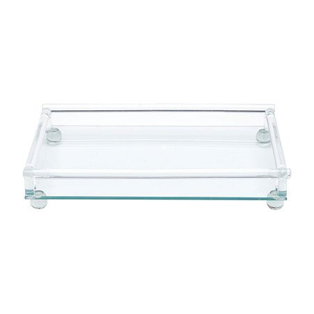 BANDEJA DE VIDRO SODO-CALCICO C/PÉ 33X20X5,8CM