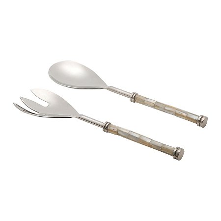 CJ.2 PCS COLHER E GARFO DE SALADA DE AÇO INOX