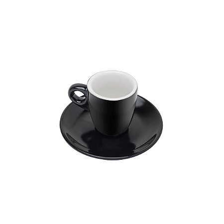 CJ 6 XÍCARAS P/CAFÉ DE PORCELANA C/PIRES PRETO 70ML