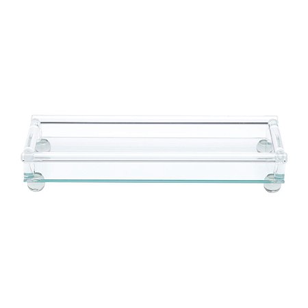 BANDEJA DE VIDRO SODO-CALCICO C/PÉ 33X12X5,8CM